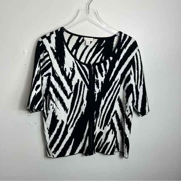 Chico Zebra Print Cardigan Sweater SIZE LARGE 2 1708 - Picture 1 of 3
